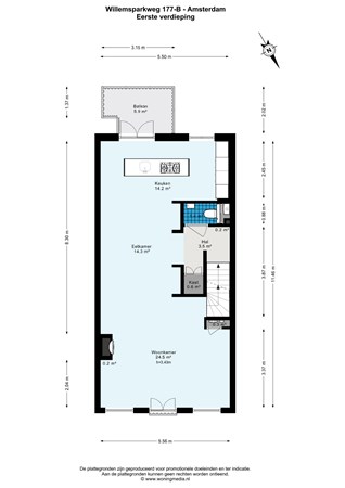 Floorplan - Willemsparkweg 177B, 1071 GZ Amsterdam